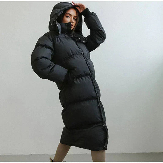 Damen lange pufferjacke extra warm und kuschelig