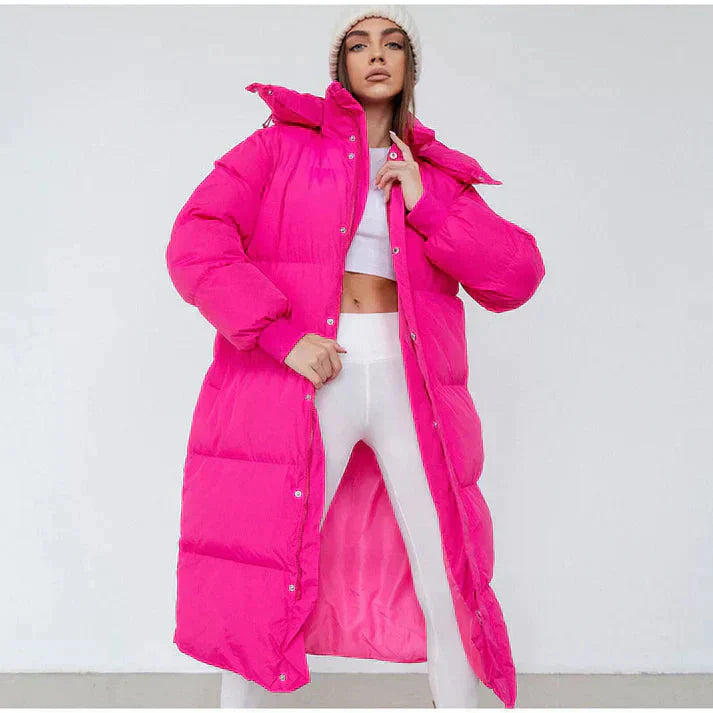 Damen lange pufferjacke extra warm und kuschelig