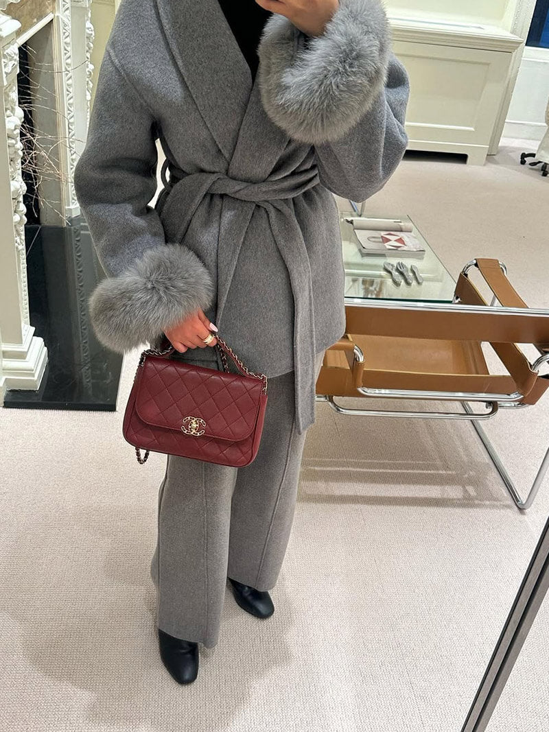 Damen mantel mit kunstfellbesatz – eleganter winter-kurzmantel