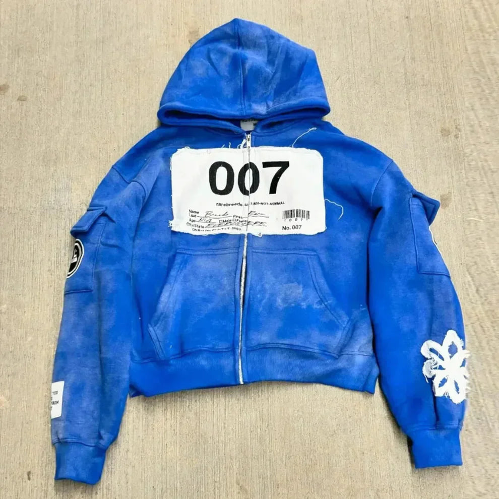 Bedruckte herren-kapuzenjacke mit reißverschluss – herren