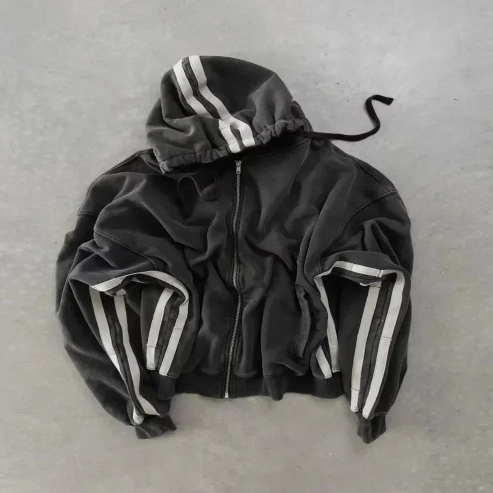 Bedruckte herren-kapuzenjacke mit reißverschluss – herren