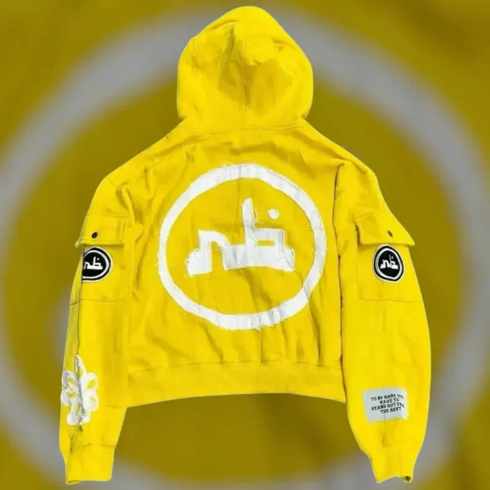 Bedruckte herren-kapuzenjacke mit reißverschluss – herren