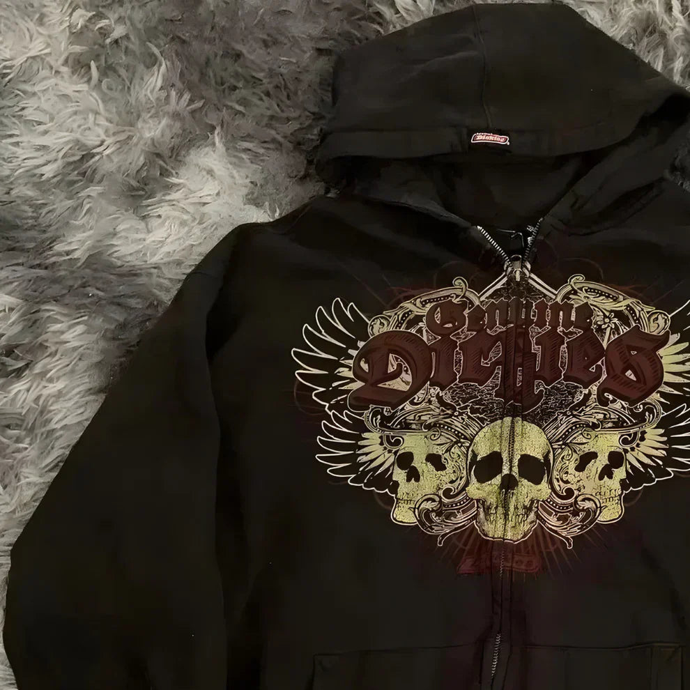 Bedruckte herren-kapuzenjacke mit reißverschluss – herren
