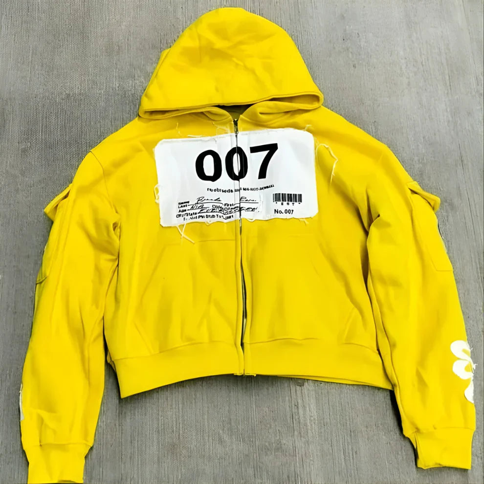 Bedruckte herren-kapuzenjacke mit reißverschluss – herren