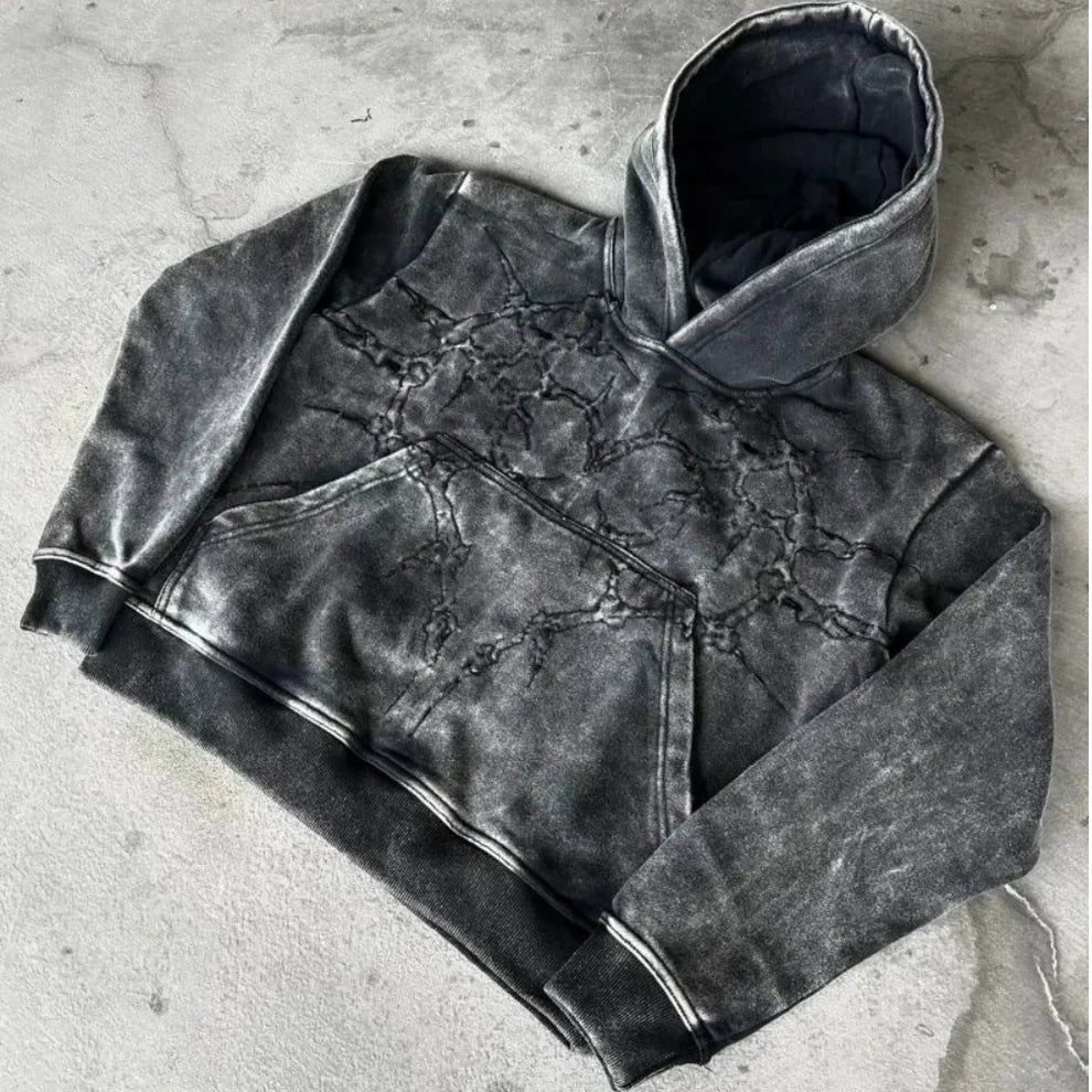 Bedruckte herren-kapuzenjacke mit reißverschluss – herren