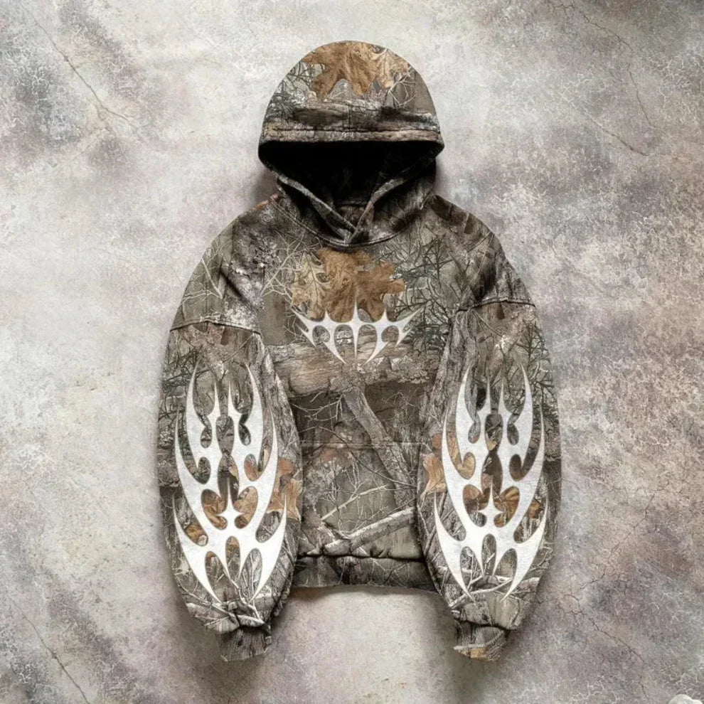 Bedruckte herren-kapuzenjacke mit reißverschluss – herren