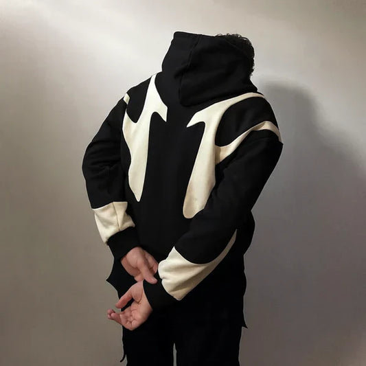 Unisex-kapuzenpullover mit grafikprint und reißverschluss, urbaner kontrast – unisex