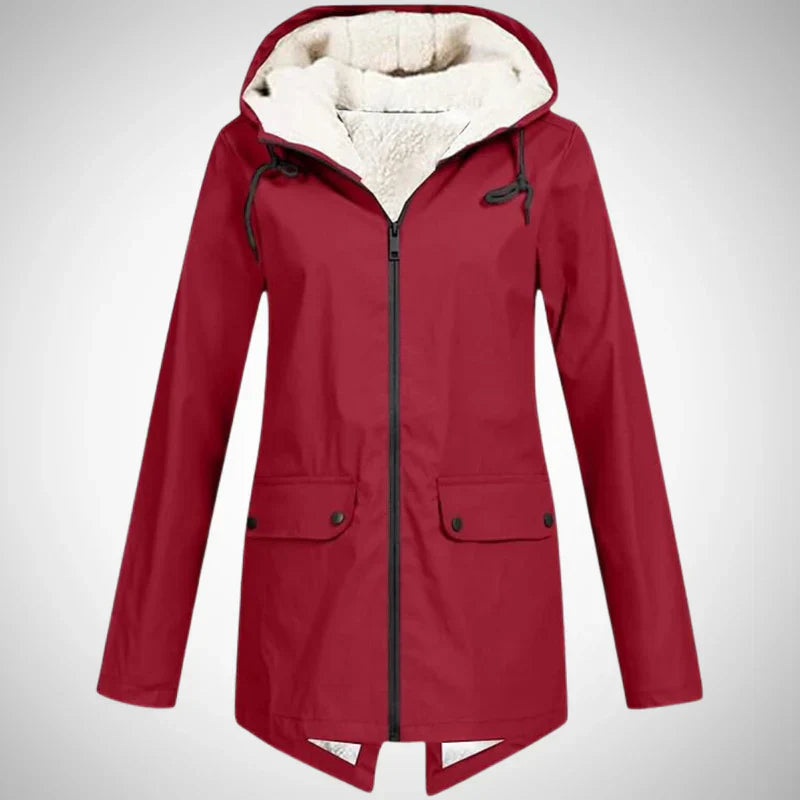Lucy damen-regenmantel mit fleece-futter