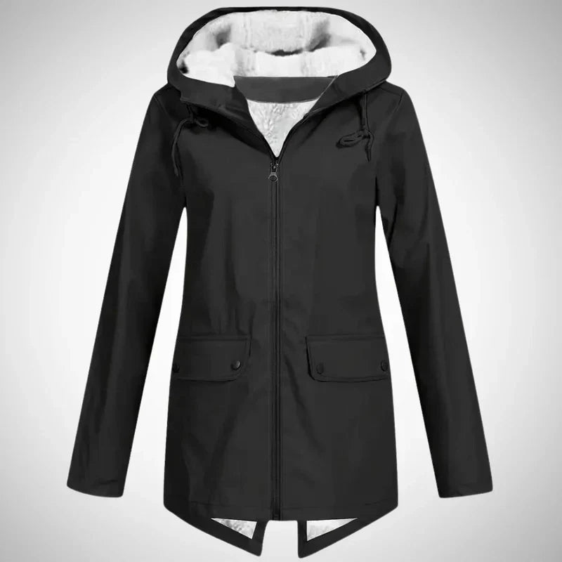 Lucy damen-regenmantel mit fleece-futter