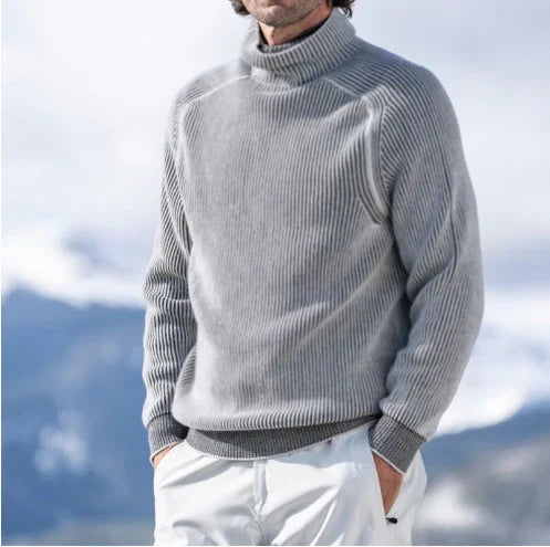 Warmer strickpullover mit stehkragen – herren
