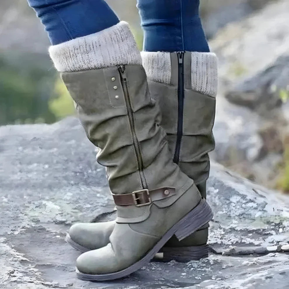 Elegante, kniehohe damenstiefel mit rutschfester oberfläche