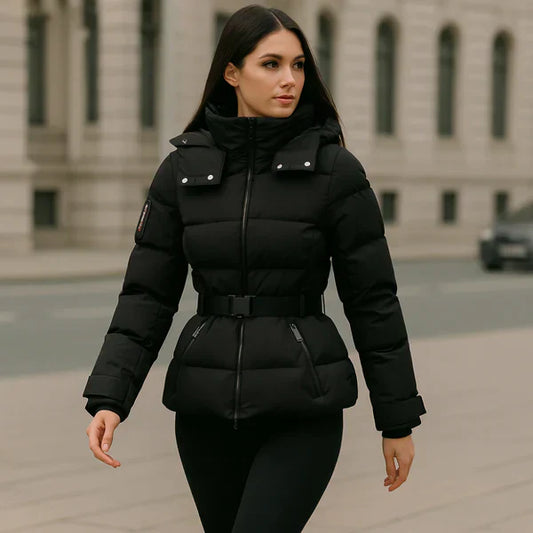 Damen-winter-daunenjacke mit gürtel – damen