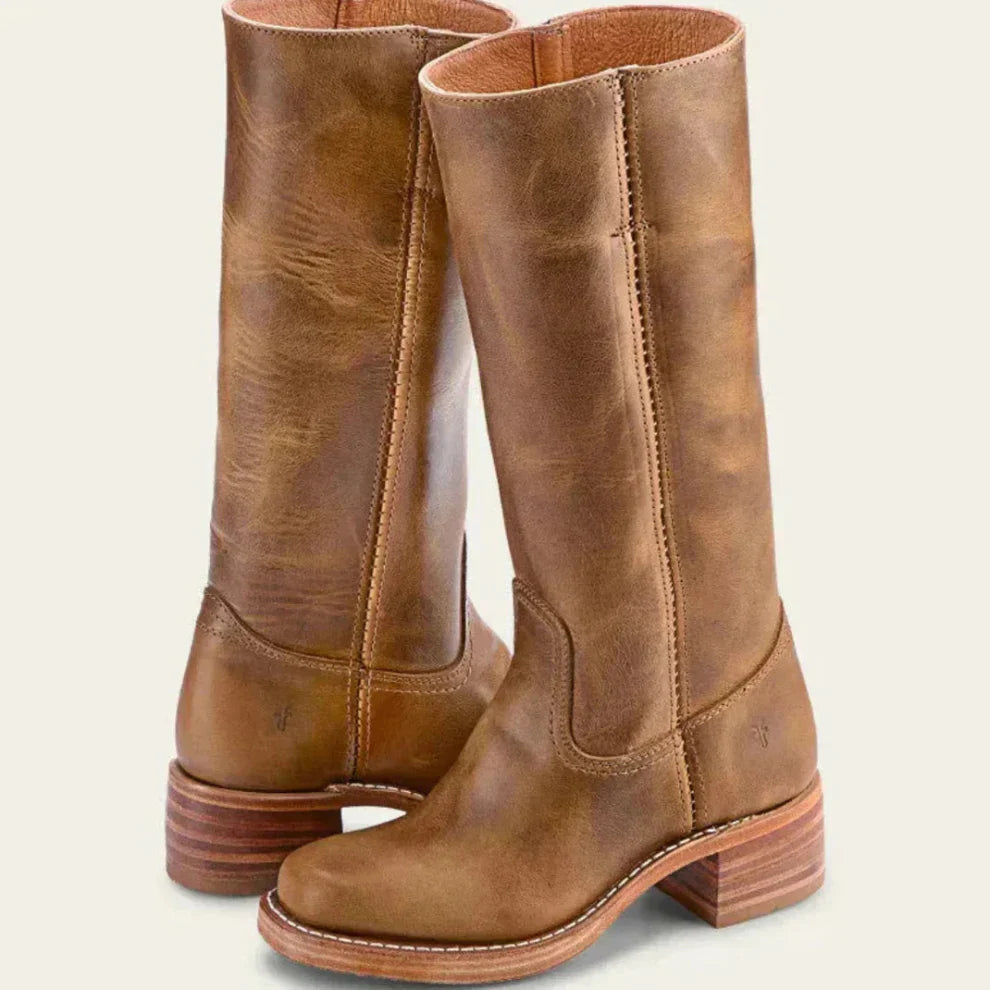 Strapazierfähige, klassische damenstiefel mit blockabsatz – für damen