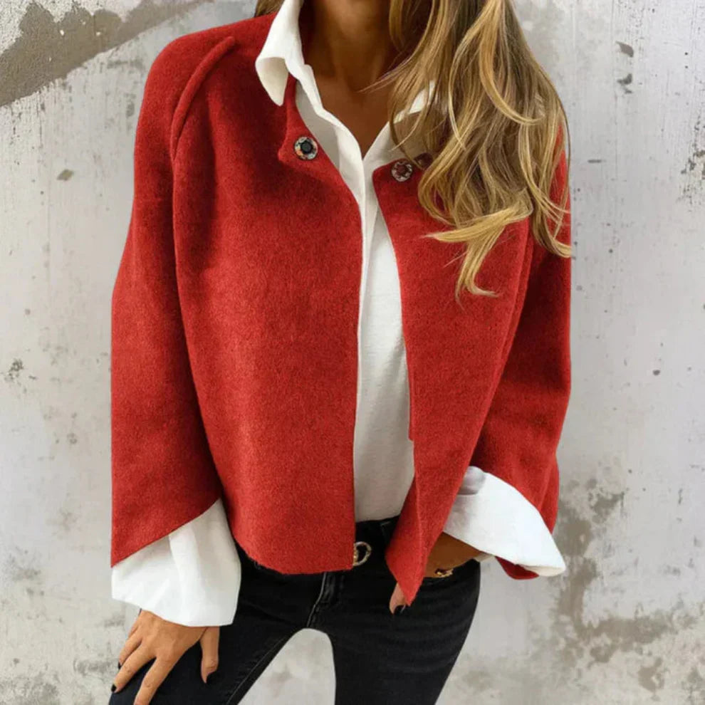 Eleganter kurzer wollmantel für damen