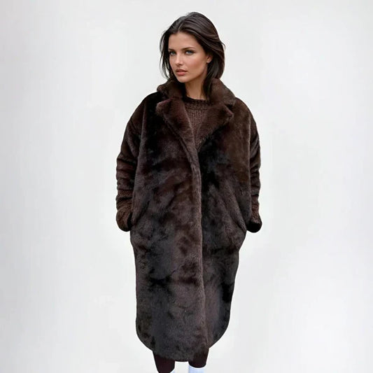 Lange winterjacke aus kunstpelz für damen – damen