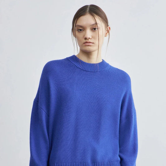 Oversize-strickpullover mit rundhalsausschnitt für damen