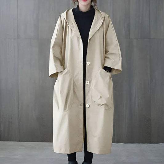 Oversize-damenmantel mit kapuze – damen