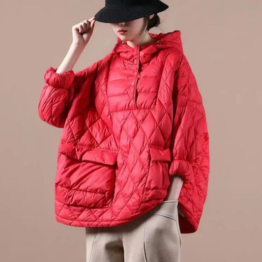 Oversized-steppjacke für damen, leicht, mit kapuze – damen