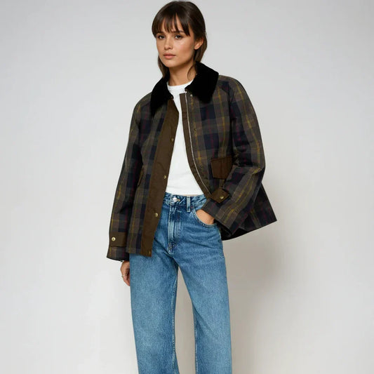 Damen-arbeitsjacke mit karomuster, oversize – damen