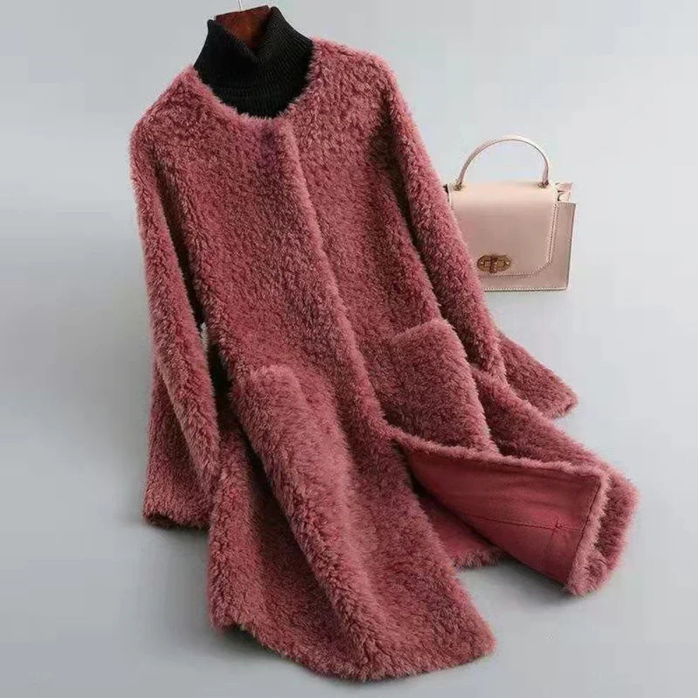 Damen-shearling-pelzmantel, weich und schick – für damen