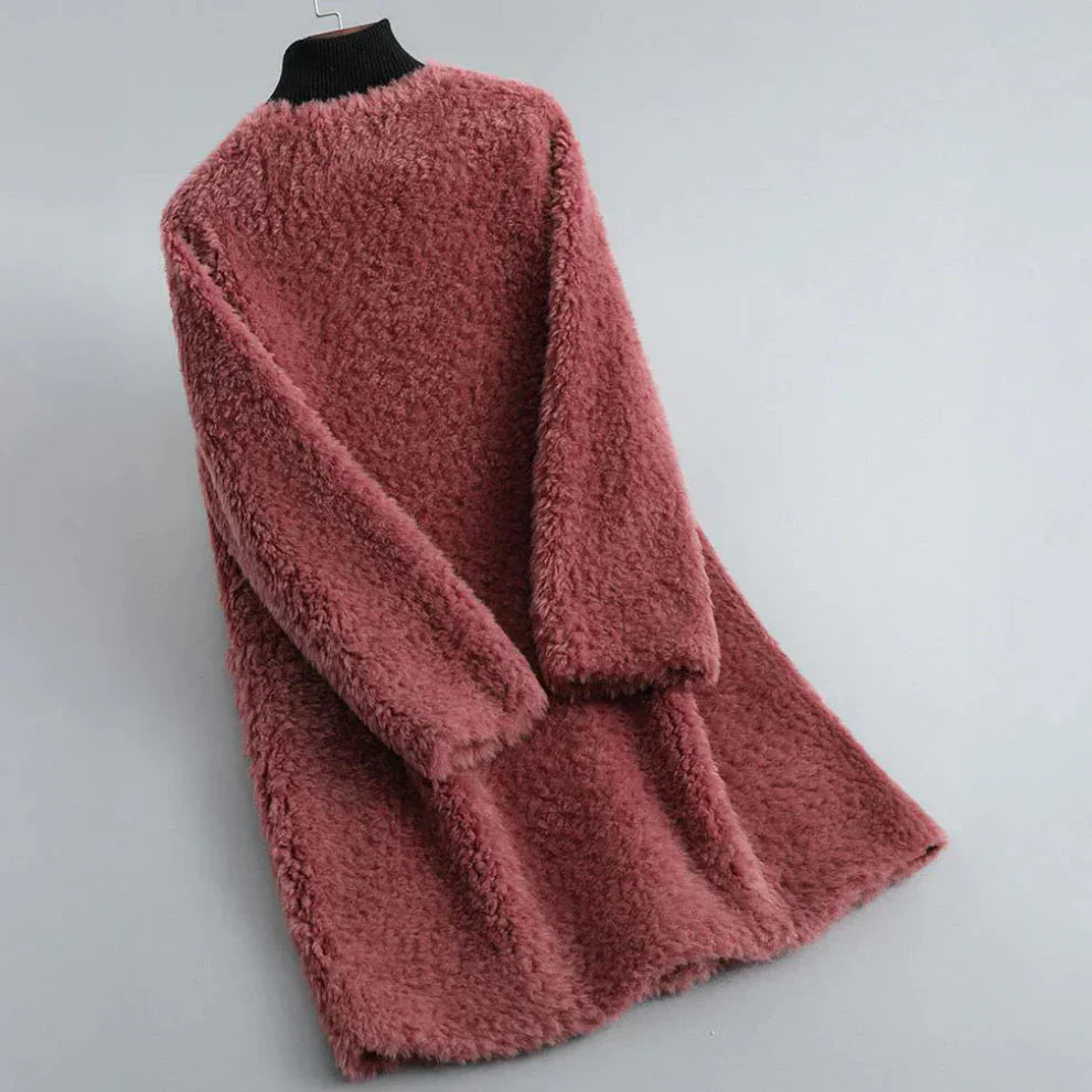 Damen-shearling-pelzmantel, weich und schick – für damen