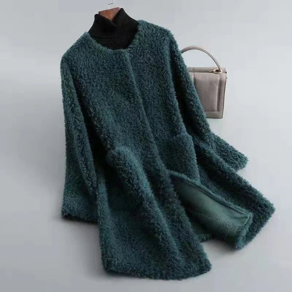 Damen-shearling-pelzmantel, weich und schick – für damen