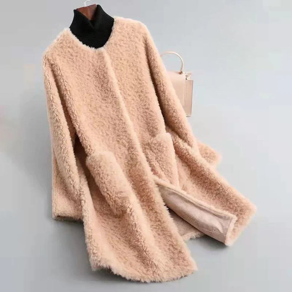 Damen-shearling-pelzmantel, weich und schick – für damen