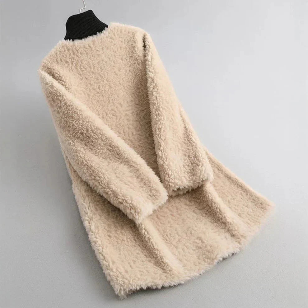 Damen-shearling-pelzmantel, weich und schick – für damen