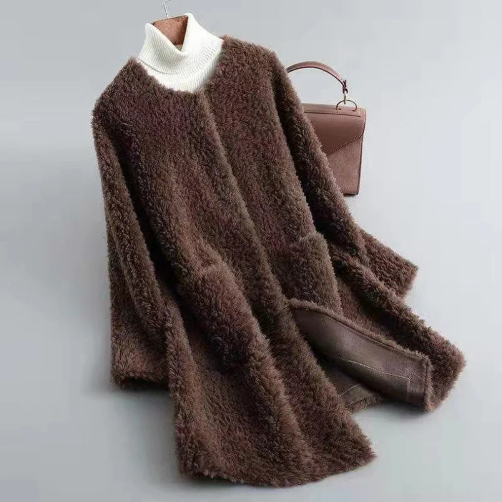 Damen-shearling-pelzmantel, weich und schick – für damen
