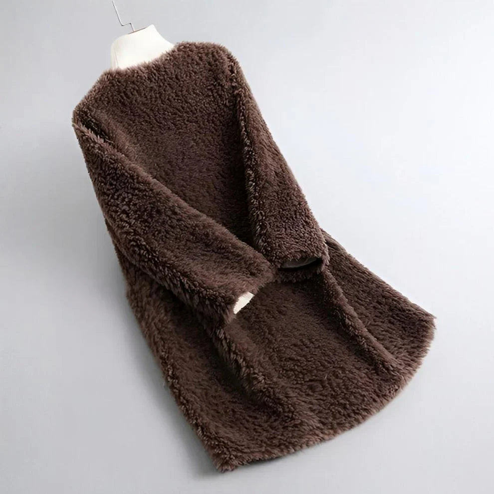 Damen-shearling-pelzmantel, weich und schick – für damen