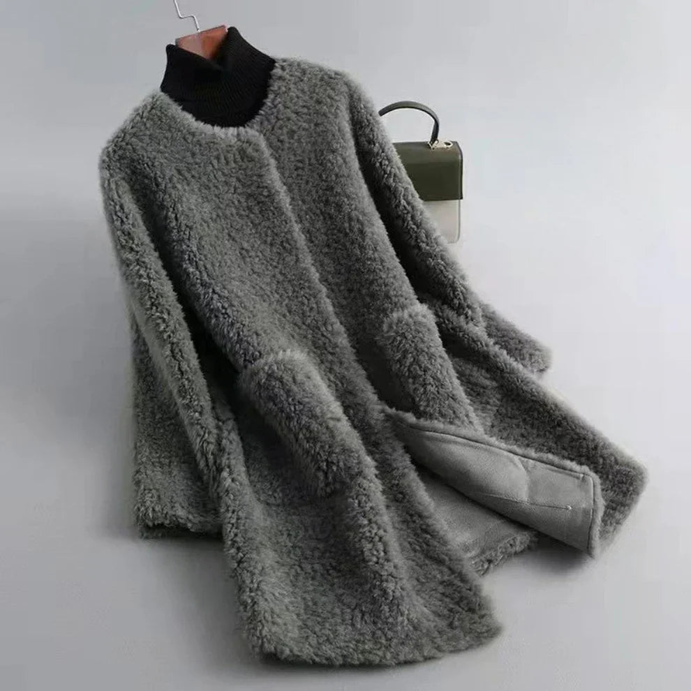 Damen-shearling-pelzmantel, weich und schick – für damen