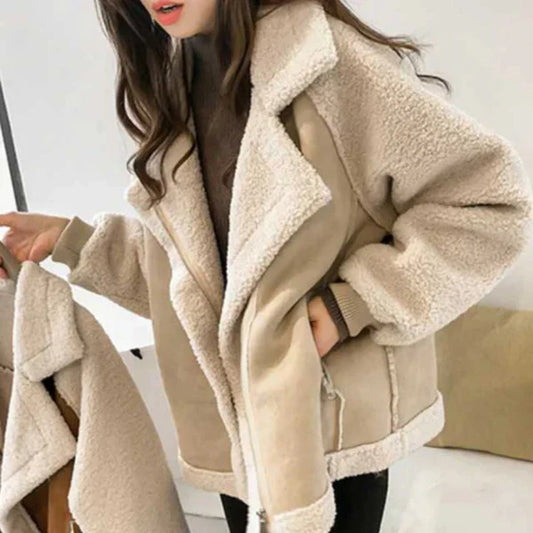 Oversize-sherpa-winterjacke für damen – damen
