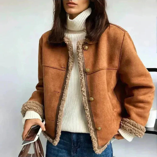 Damen-sherpa-jacke, warm und lässig – damen