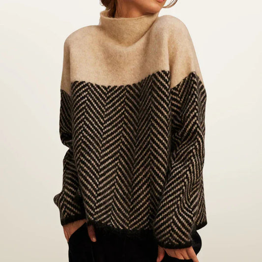 Damen-rollkragenpullover mit zickzackmuster – damen