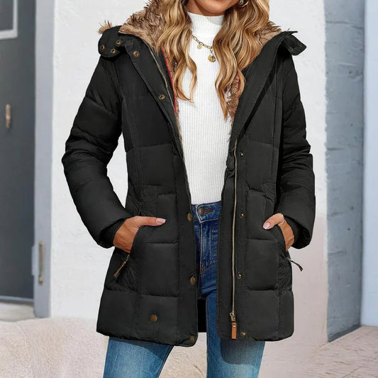 Damen-steppjacke mit kapuze, schmal geschnitten – damen