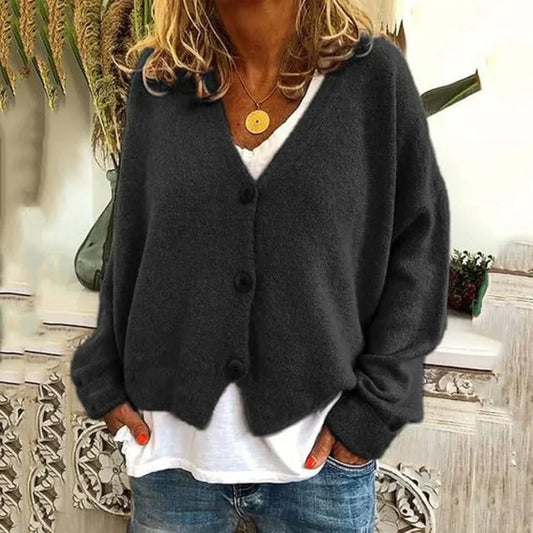 Oversize-strickcardigan mit knöpfen für damen