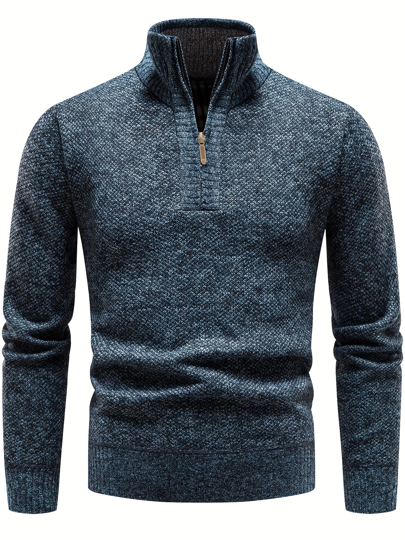Herren-strickpullover mit hohem kragen und viertelreißverschluss – herren
