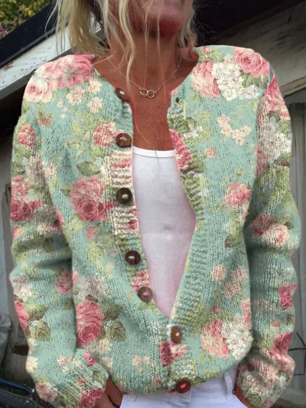 Celia – strickjacke mit floralen details für elegante outfits
