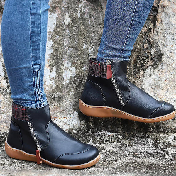 Warme, lässige damen-stiefeletten mit reißverschluss – damen