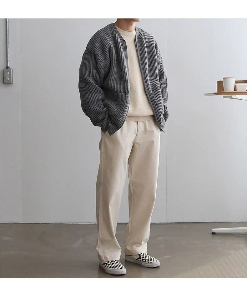 Herren-strickjacke mit reißverschluss und vordertaschen – herren