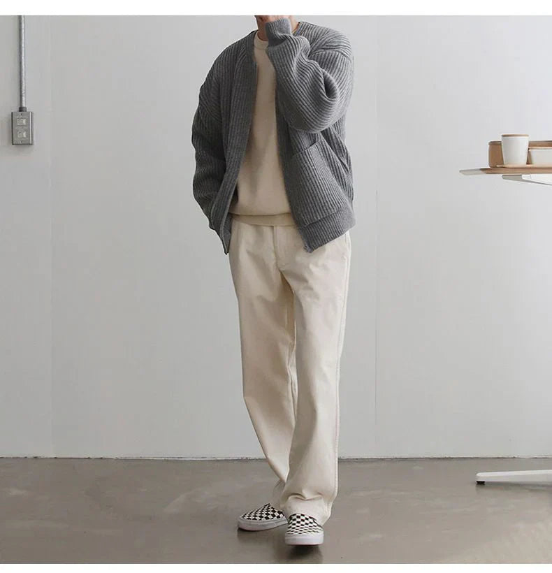 Herren-strickjacke mit reißverschluss und vordertaschen – herren