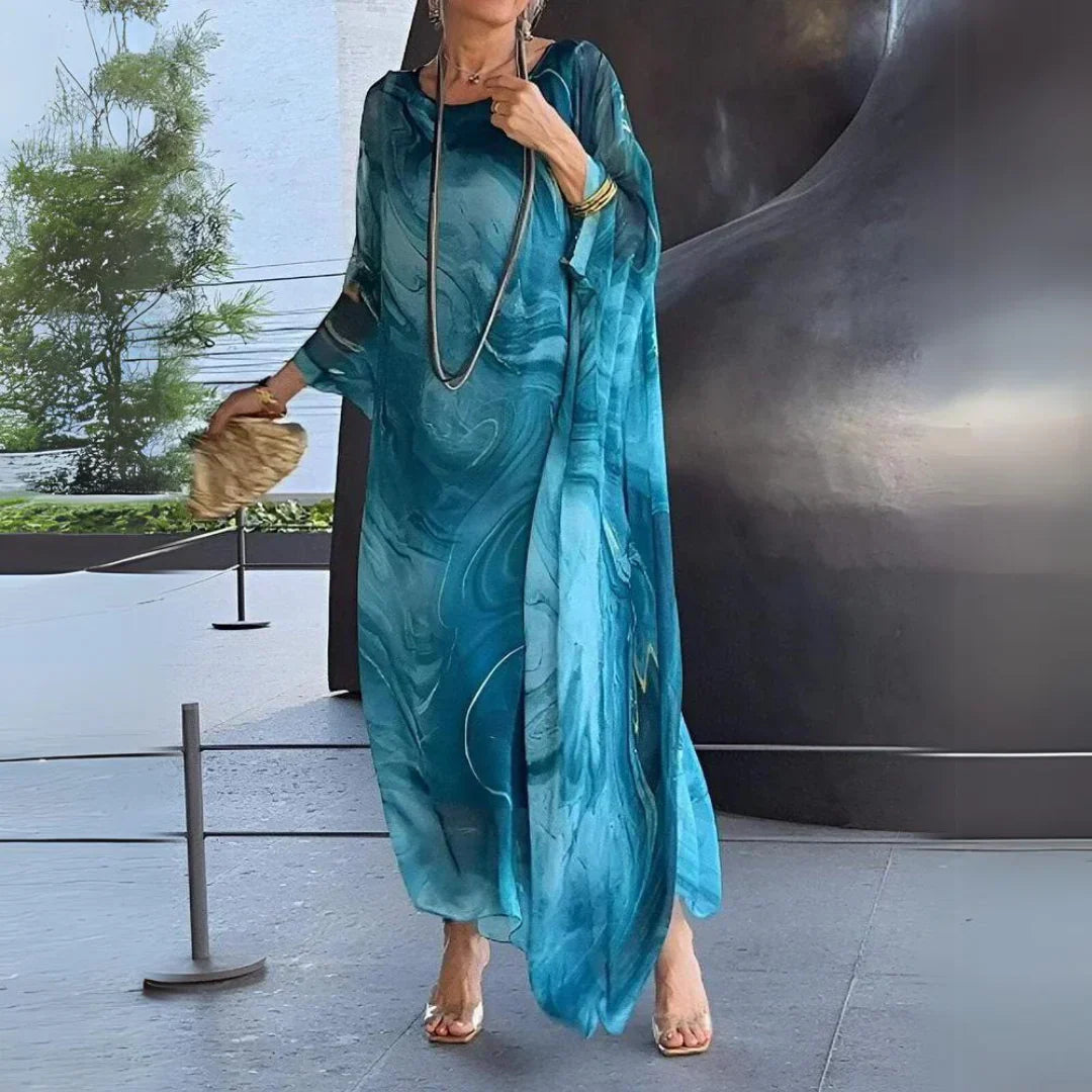 Leichtes sommer kaftan kleid mit print