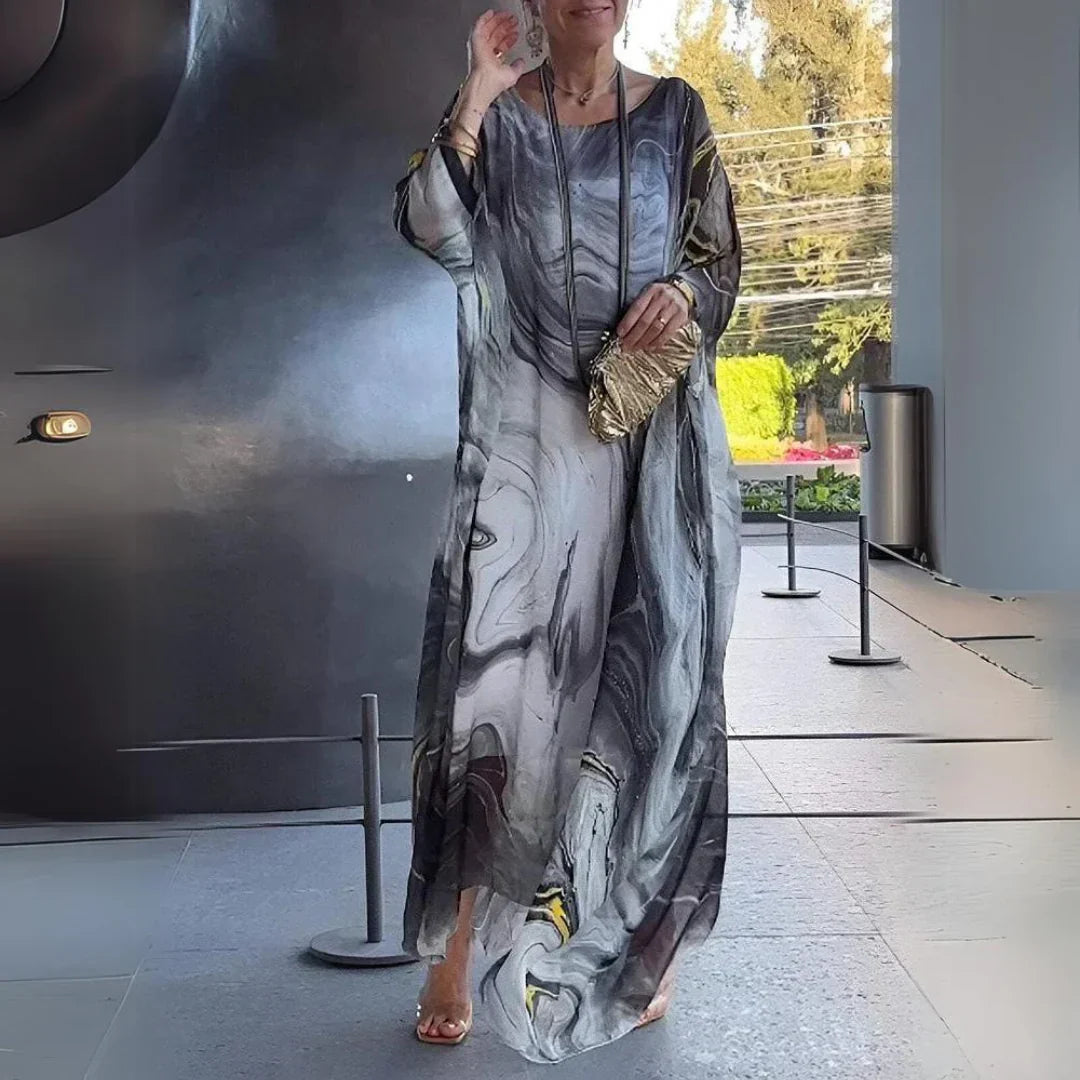 Leichtes sommer kaftan kleid mit print
