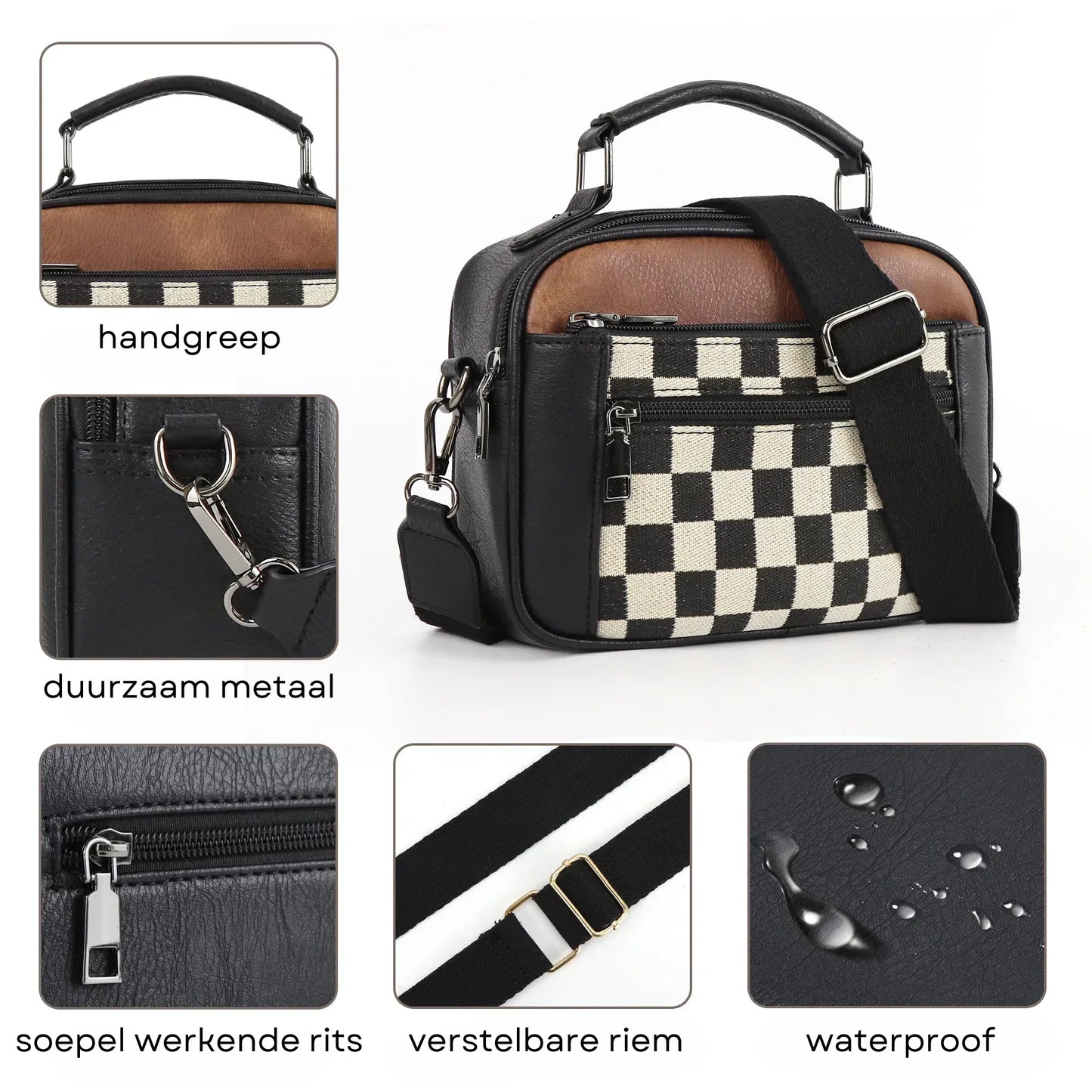Monaco crossbody tasche mit karomuster