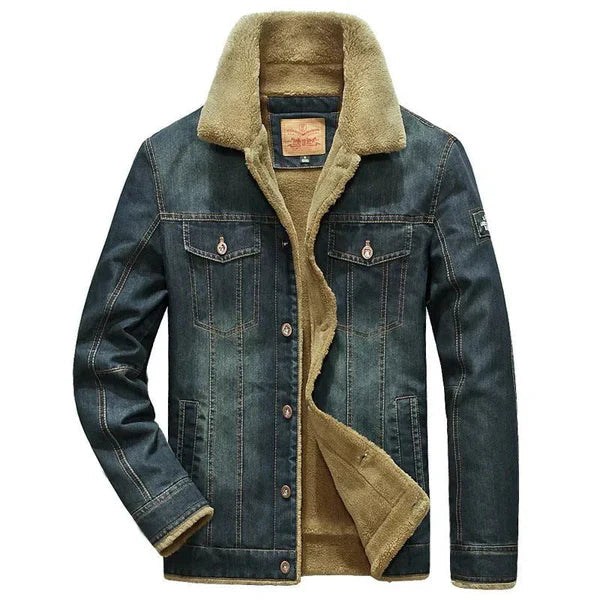 Felix – gefütterte denimjacke mit knopfleiste und brusttaschen