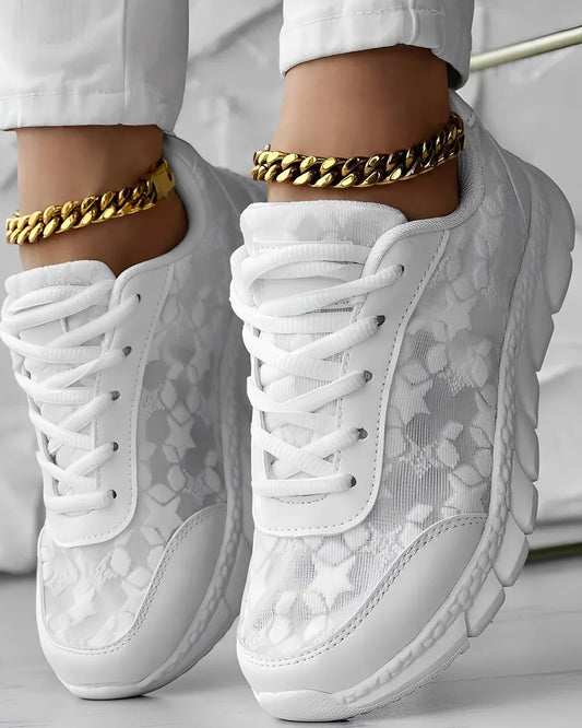 Elisabeth lässige, atmungsaktive sneaker mit blumenmuster – damen