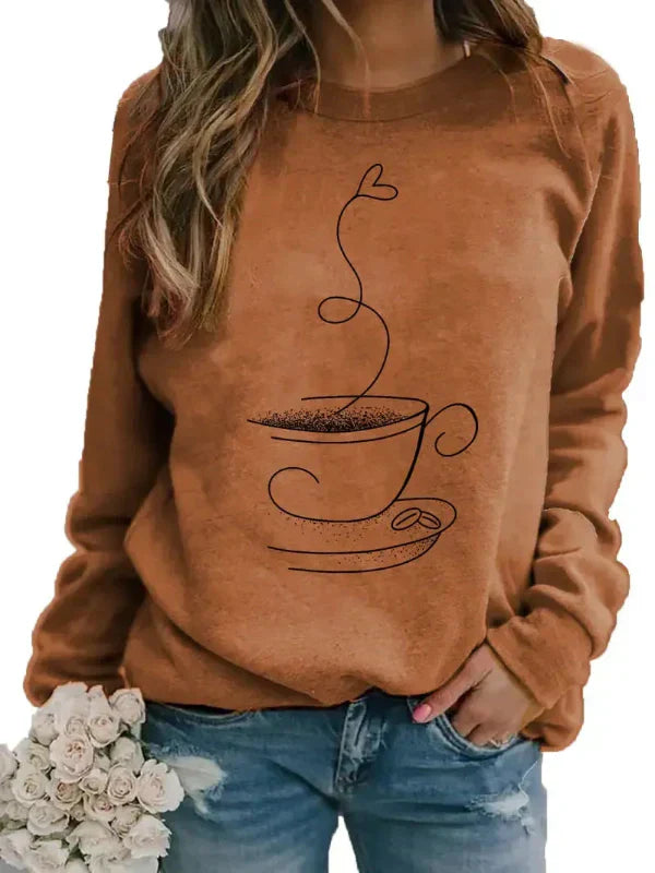 Maja – crewneck sweatshirt mit coffee-cup grafikdruck
