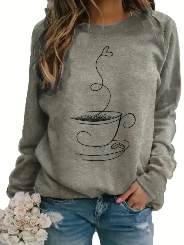 Maja – crewneck sweatshirt mit coffee-cup grafikdruck