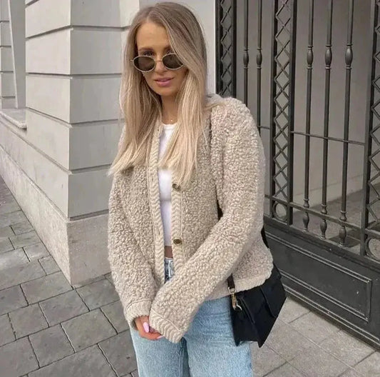 Luna weiche teddyjacke – gemütlicher winter-look