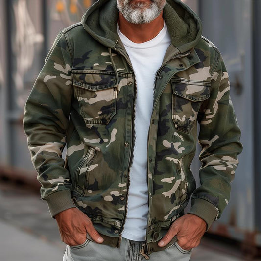 Emiliano herren cargo jacke mit kapuze im camouflage stil